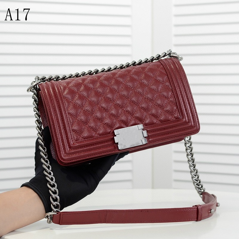 

Classic Handbag Luxurys Designers Bags Channel Women Bags Fashion Handbags919 Chain shoulder bag BOY Grained Calfskin & Silver-Wine red