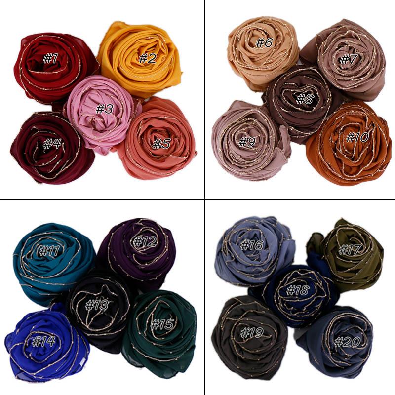 

Gold chain hijab bubble chiffon scarf shimmer shawls muslim plain scarves wraps cotton headband scarves 10pcs/lot 20 color