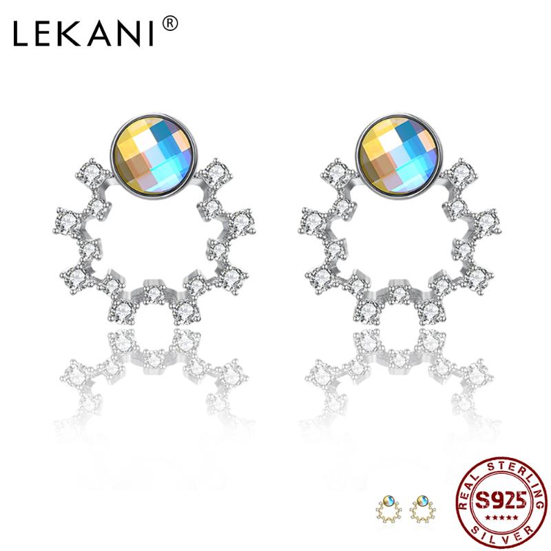 

LEKANI S925 Sterling Silver Women Earrings Cute Garland With Colorful Austria Crystal Stud Earring Hot Selling Jewelry Gift