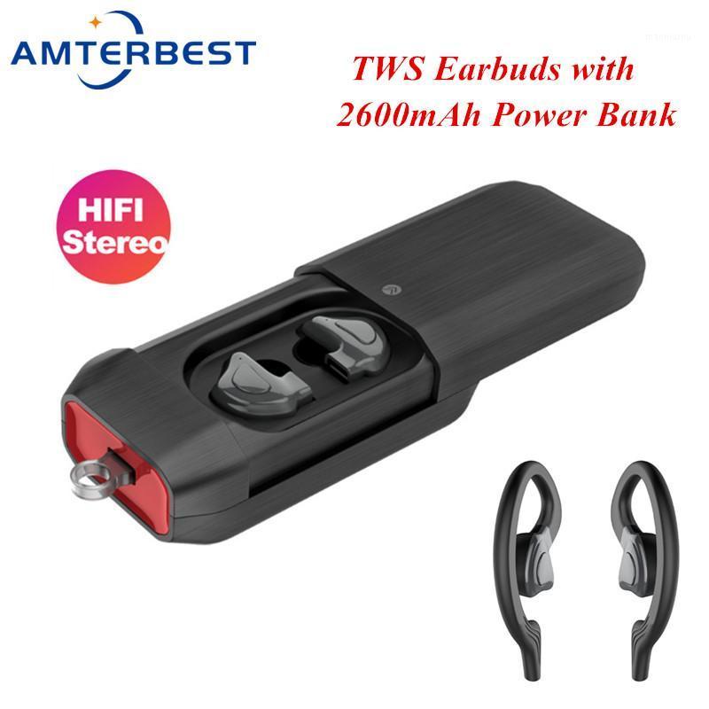 

AMTERBEST Q9 TWS Wireless Bluetooth Headset with Charge Champer To Cell Phone Headphones HD Stereo Earphones for Smartphones1, Black