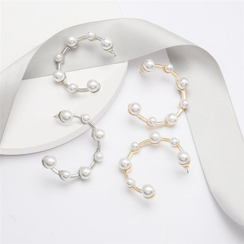 

Hoop & Huggie Sale Vintage Simulated Pearl Earrings Metal Beads Circle Big Round Party Fashion Jewelry Punk Accessory
