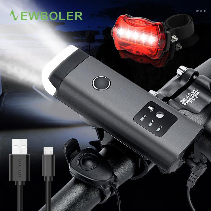 

NEWBOLER Smart induction Bike Front Light Set With Speaker Horn 120 Decibel Bicycle Lights USB Rechargeable LED Lamp For Cycling1