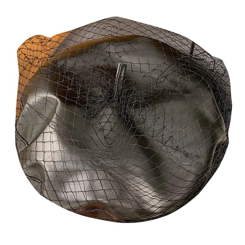 

1 Pcs Fascinating Black Hat Chic Leather French Beret with Veil Mesh Show Double Layer Women Beret Beanies Cap