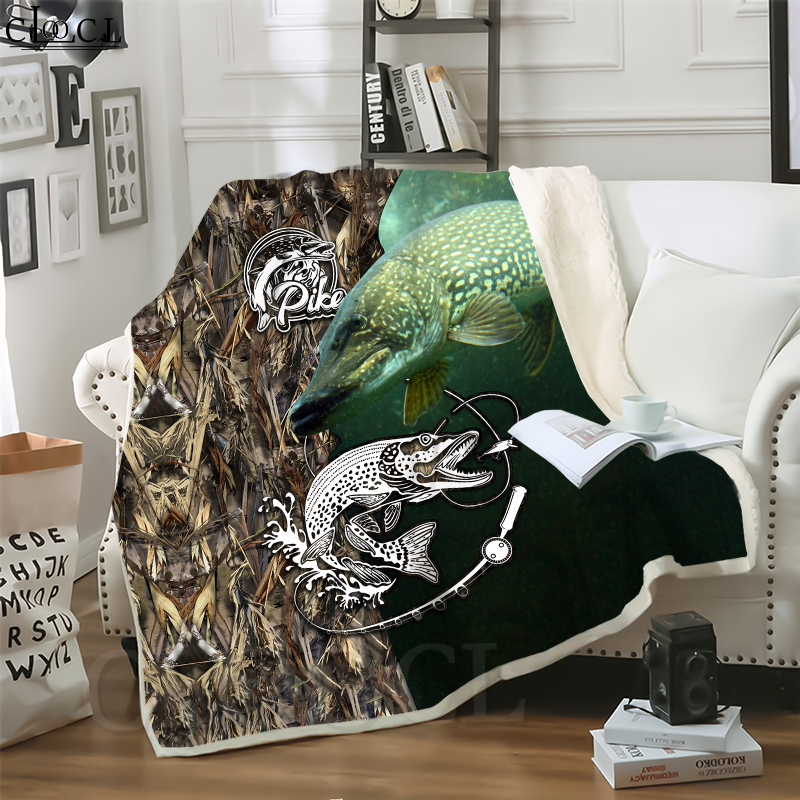 

CLOOCL Animal Pike Fishing 3D Print Harajuku Air Conditioning Blanket Sofa Teens Bedding Throw Blankets Plush Quilt