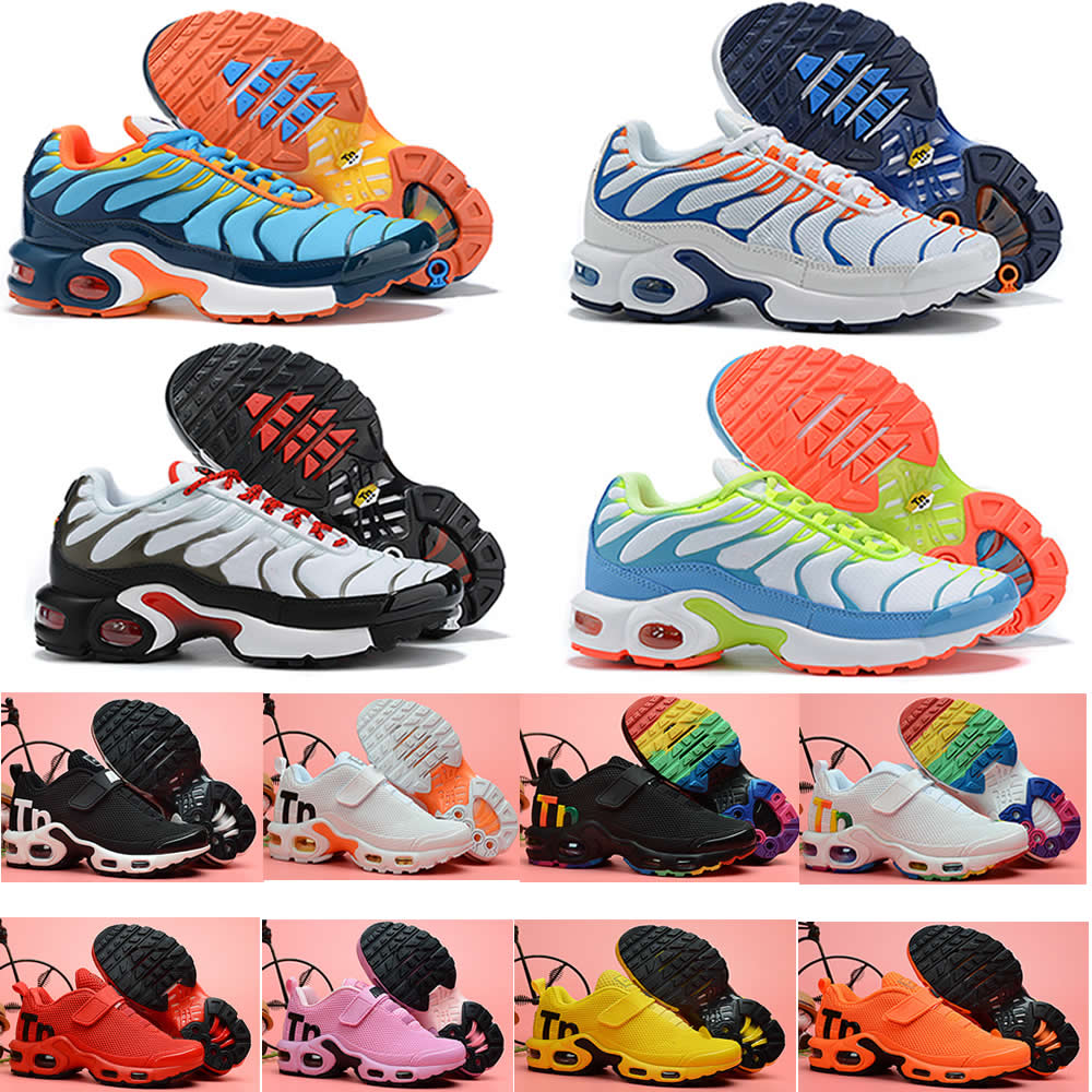 

2020 Kids Tn Plus TN Youth Girls Greedy Decon Running Shoes Boys Kid Trainers Chaussures Rainbow Blue Fury Pink Sport Sneakers Size 28-35