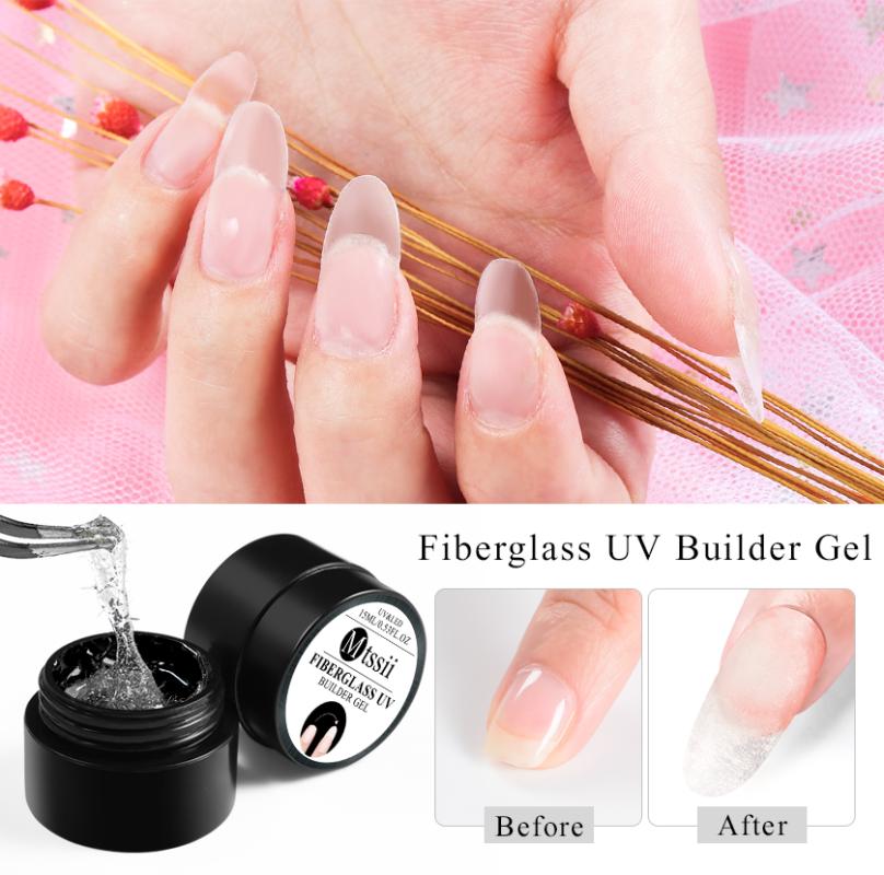 

Mtssii 15ML Fiber Gel Polish Fiberglass UV Builder Nail Gel for Nail Extensions Nails Fiber UV Quick Building Manicure Tools, Jz925