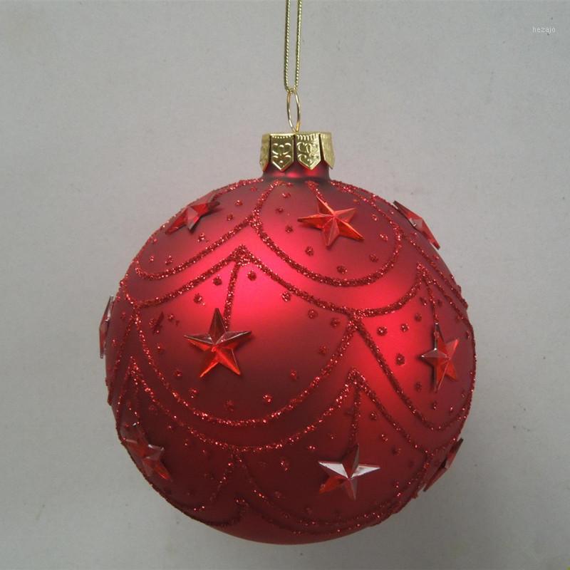 

100pcs/pack Diameter=8cm Red Series Hanging Glass Ball Christmas Tree Glass Pendant Christmas Ornament Festival Gift1