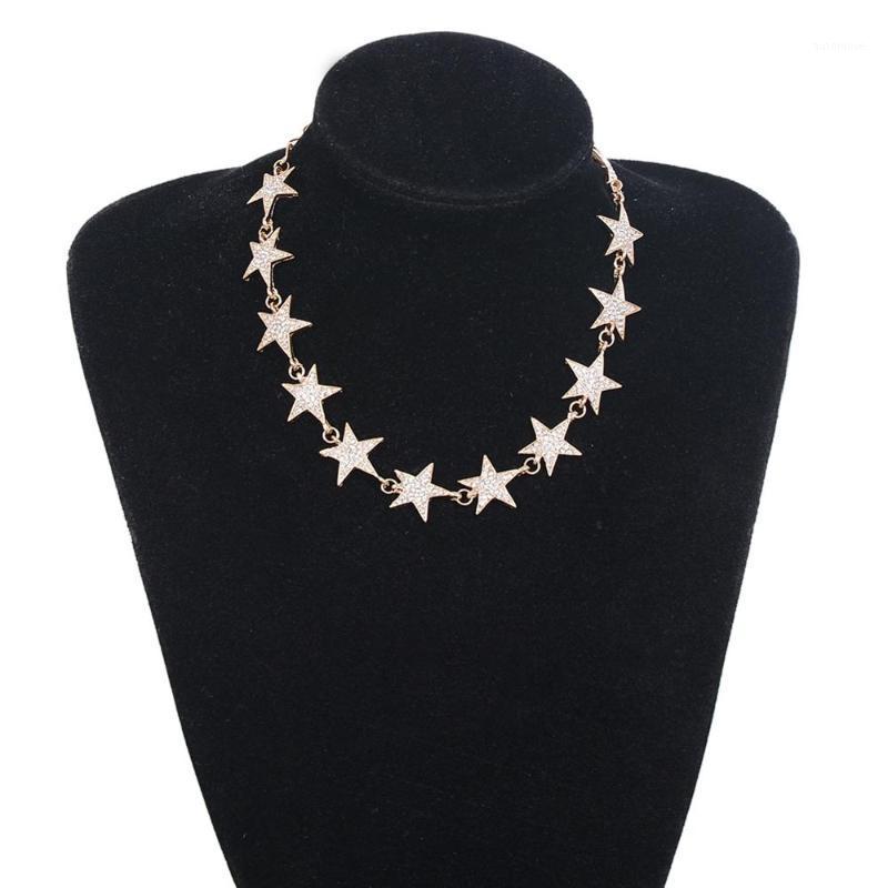 

Fashion Rhinestone-studded Five-pointed Star Necklace Alloy Jewelry1