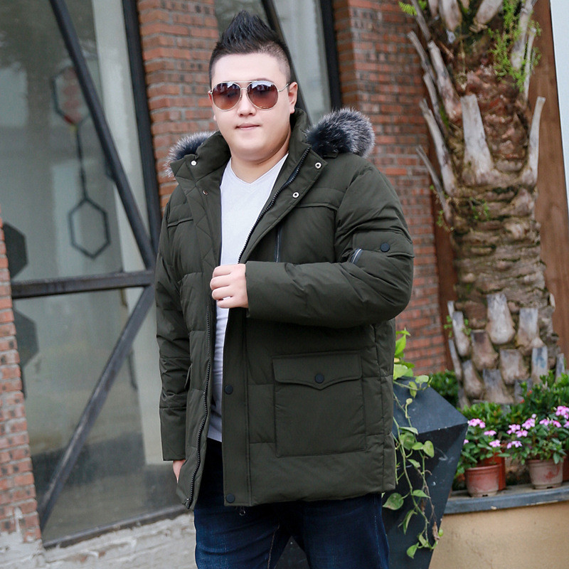 

Male Winter Xl-8xl 9xl 10xl Big Hood with Cotton Skin Collar Can Remove the Tampon Thicken Warm Coat Xn9e, Army green.