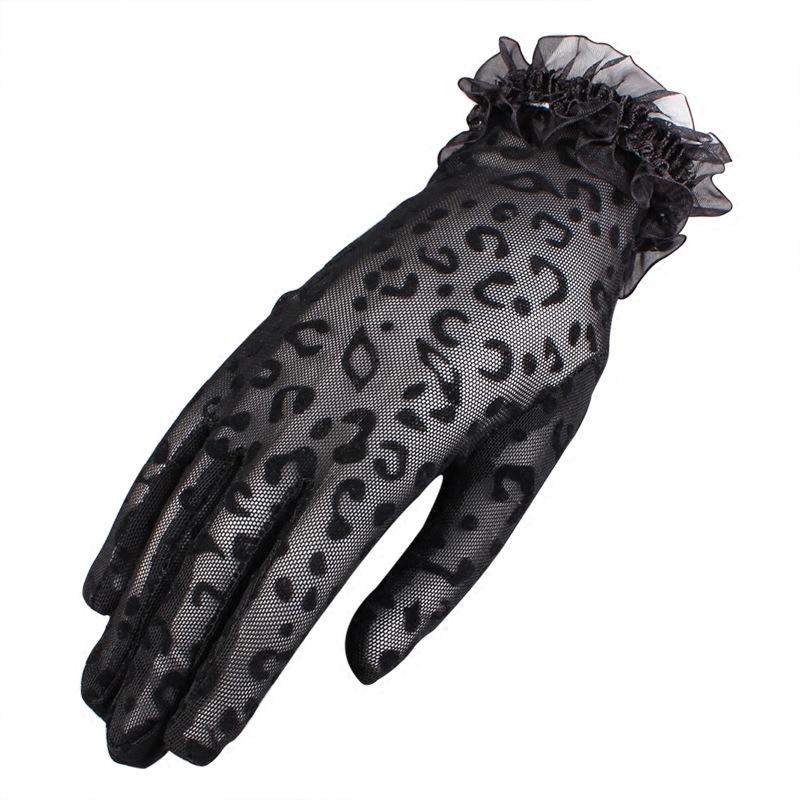 

Summer Sunscreen Lace Gloves Sexy Leopard Embroidered Lace Flower Glove UV Protection Charm Female Thin Driving Sexy Gloves