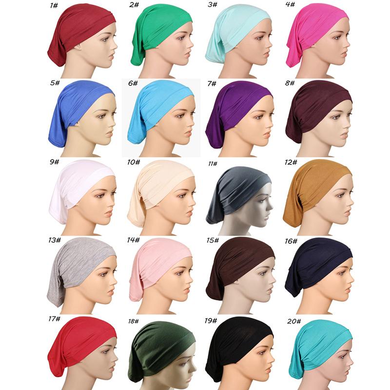 

2020 soft inner Hijab Caps Muslim stretch Turban cap Islamic Underscarf Bonnet hat female headband tube cap