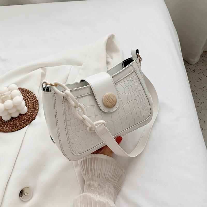 

2021 New Fashion Summer French Underarm Bag Popular Texture White Women's Shoulder Bag Crocodile Pattern Women's Bags Small