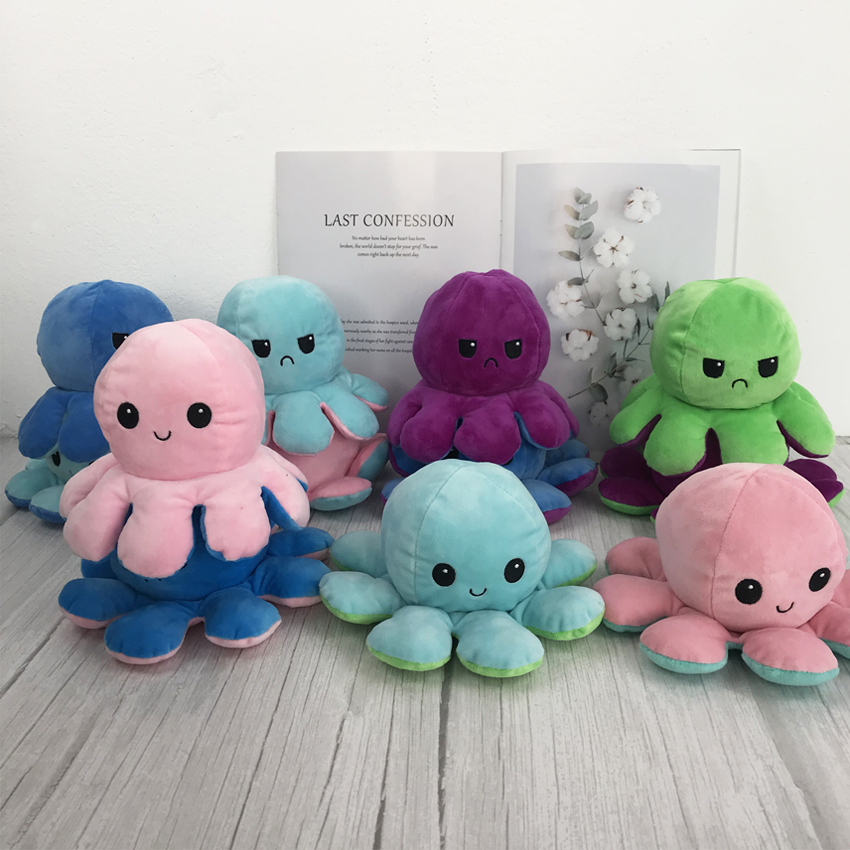 

Plush Toy Reversible Flip octopus Plush Stuffed Toy Soft Animal Home Accessories Cute Animal Doll Children Gifts Baby Companion Plush Toy, 12