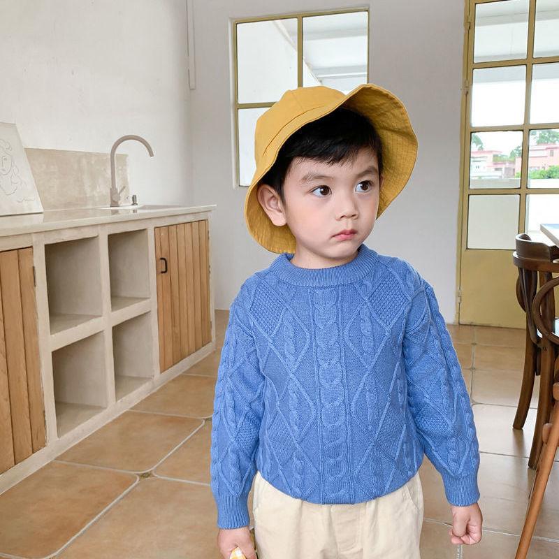 

2021 New Autumn and Winter Baby Girls Sweaters Kids Boys Knit Solid Sweaters O-Neck Pullover Long Sleeve Casual Kids Clothes Z45, Blue