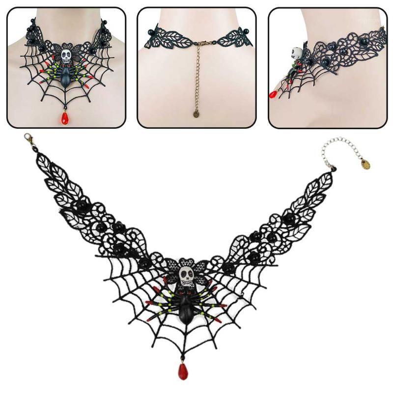 

Spider Web Event Halloween Decor Vintage Fashion Jewelry Party Gothic Alloy Women Necklace Chokers Gift Skull Festival Holiday1
