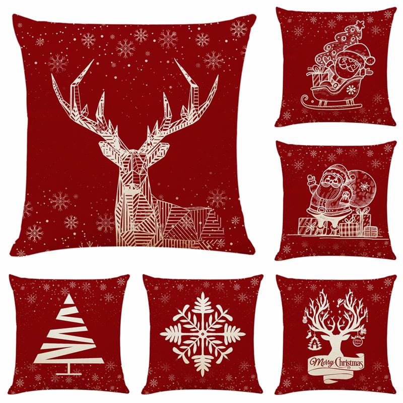 

Christmas Pattern Festival Santa Claus Cushion Cover Happy Birthday Deer Pillow Cases Kids Gift Bedroom Sofa Decoration 45X45cm