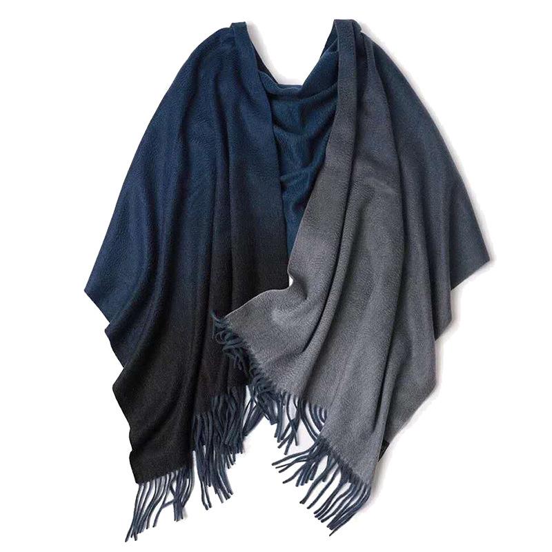 

100% cashmere large tassel winter color gradients warm soft shawl 60*200cm