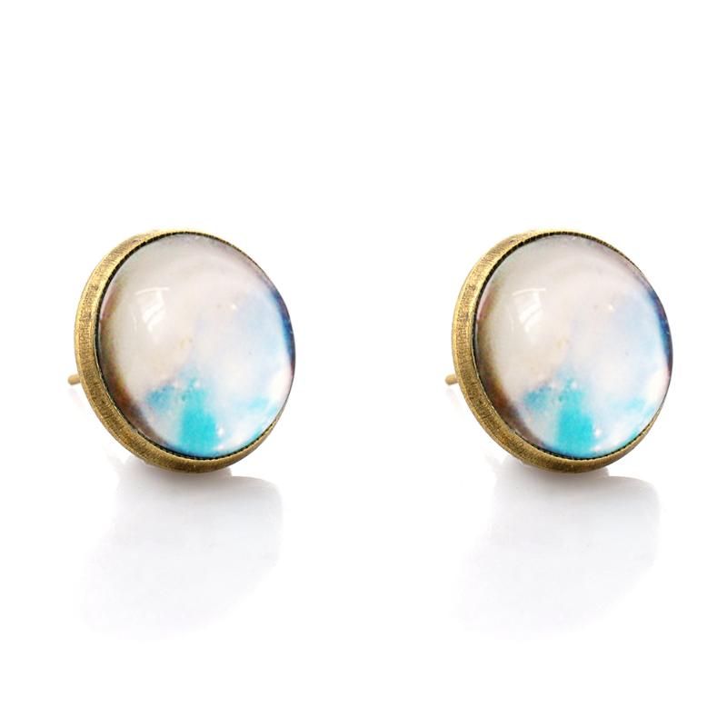

Stud 1pair Starry Fashion Shiny Alloy Wedding Electroplate Unisex Girls Round Earrings