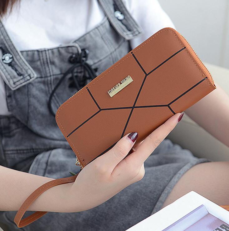 

Factory wholesale women handbag simple Joker leather wallet small fresh plaid purse sweet cute tassel student wallets flip style fashion bag, Brown(printing box )