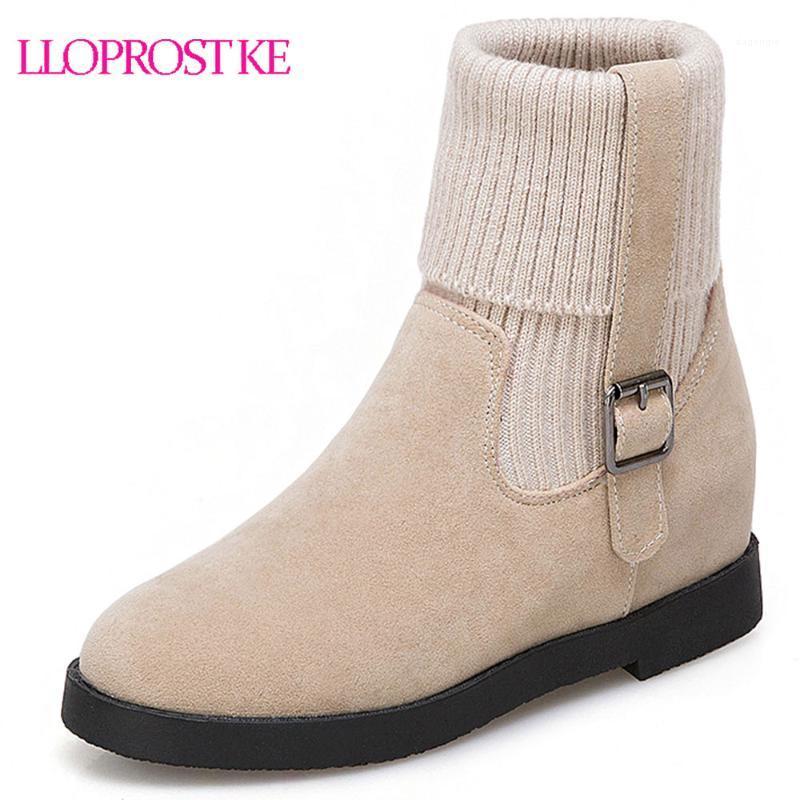 

Lloprost ke Women Boots Brand Winter Warm Short Ankle Boots Plus Size 34-43 Platform Single Casual Shoes Woman D2291, Black