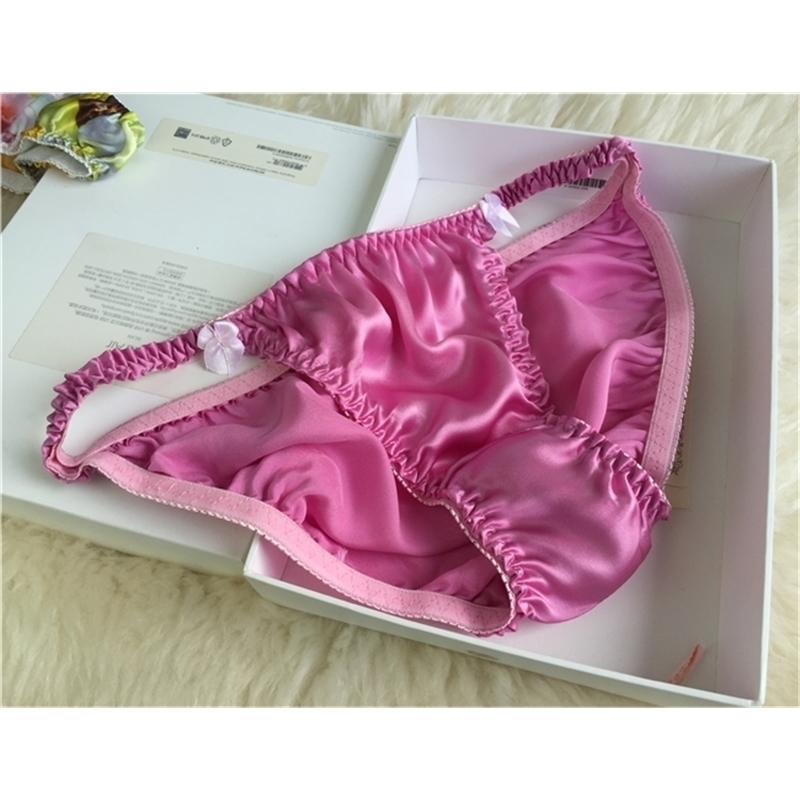 

5 PACK 100% Pure Silk Women's Sexy Bikini Briefs Panties Underwear Lingerie LJ200822, Random 5 colors