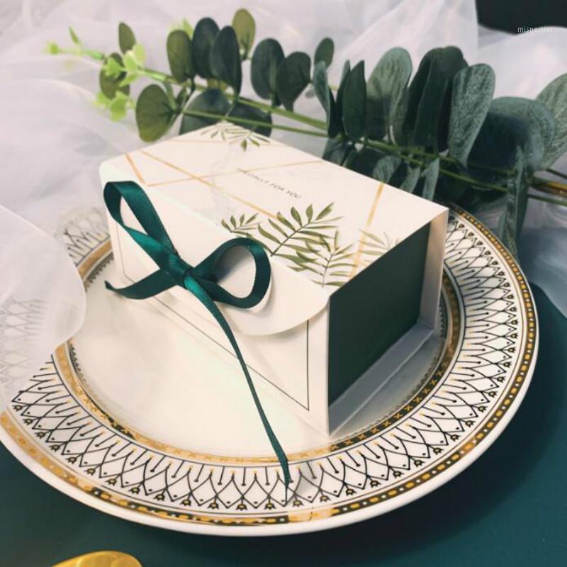 

10pcs/lot Candy Box Forest Green Theme Wedding Favor Party Gift Boxes Baby Shower Special For You Foil Gold 200823021