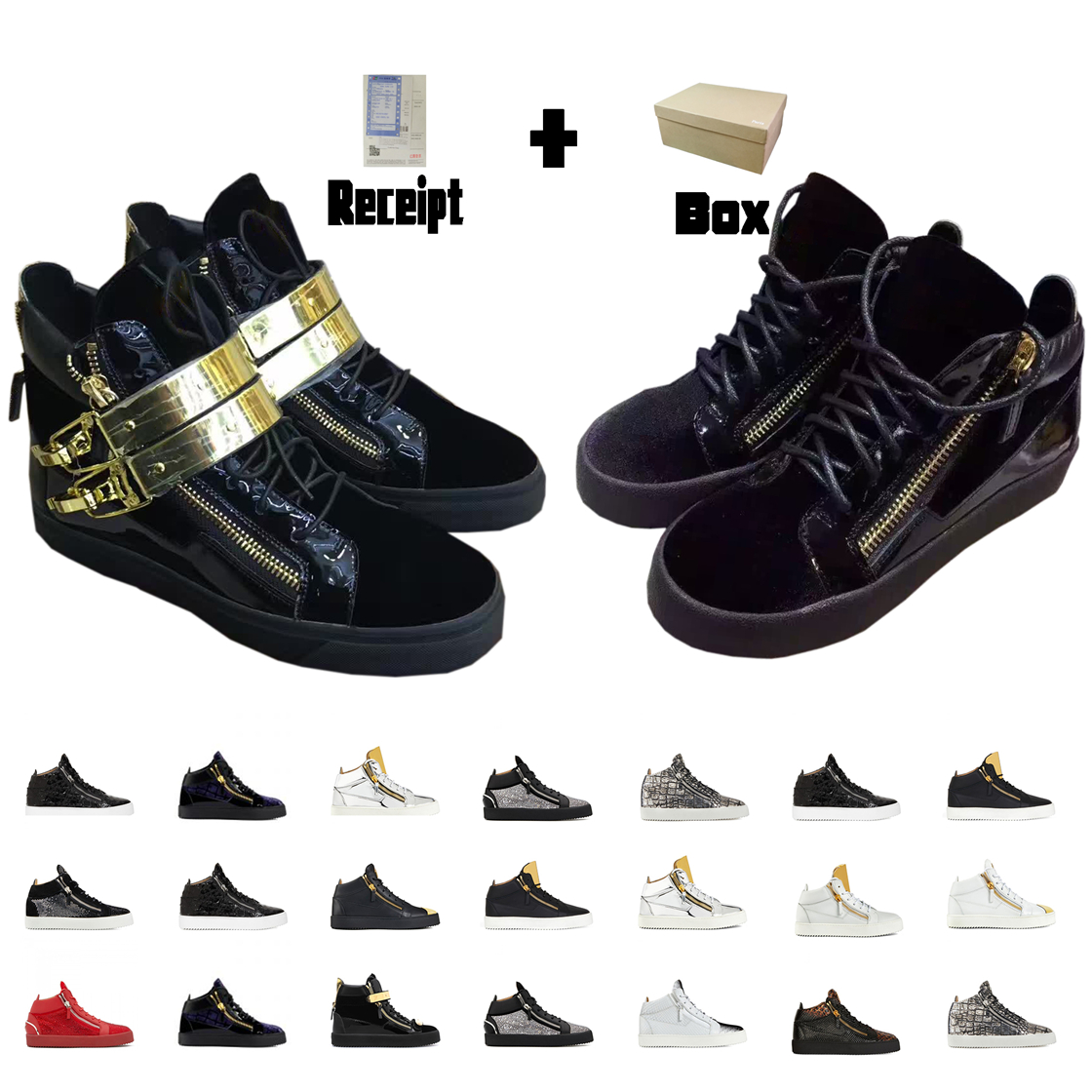 

Boots Luxurys Designers Shoes Mens Sneakers Womens Golden Zipper Trainers Runner White Black Sports Sneaker 0402, #01