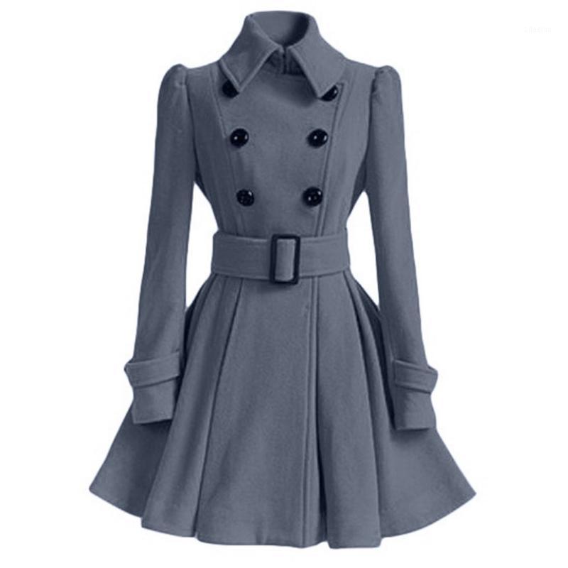 

Liva girl Womens Winter Lapel Wool Coat Trench Jacket Long Sleeve Overcoat Outwear1, Black