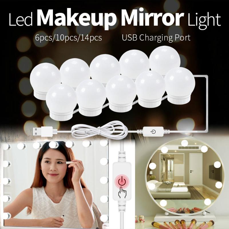

USB LED Vanity Mirror Lights Kit Makeup Lighting Fixture Dimmable Bulbs for Vanity Table Set Bathroom Dressing Room Hollywood