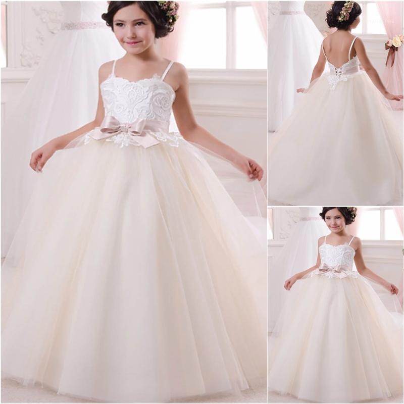 

Newest White A Line Lace Appliqued Tulle Kids Formal Wear Girls Pageant Baby Children Party Dress Flower Girls Dresses1, Silver