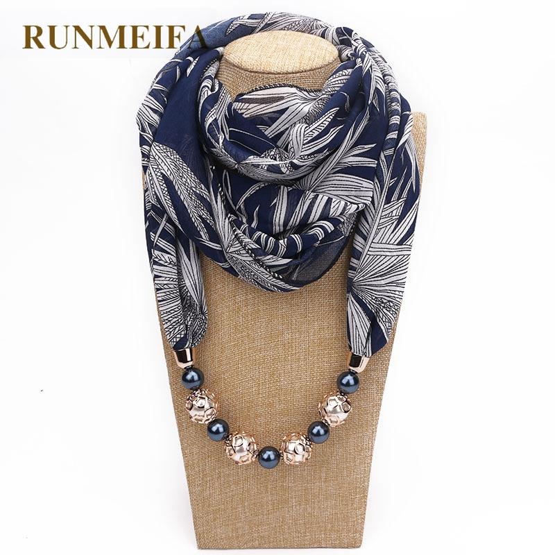 

RUNMEIFA 2020 New Fashion Women Solid Jewelry Pendant Chiffon Scarf Pearl Shawls and Wraps Soft Female Accessories 63 Colors