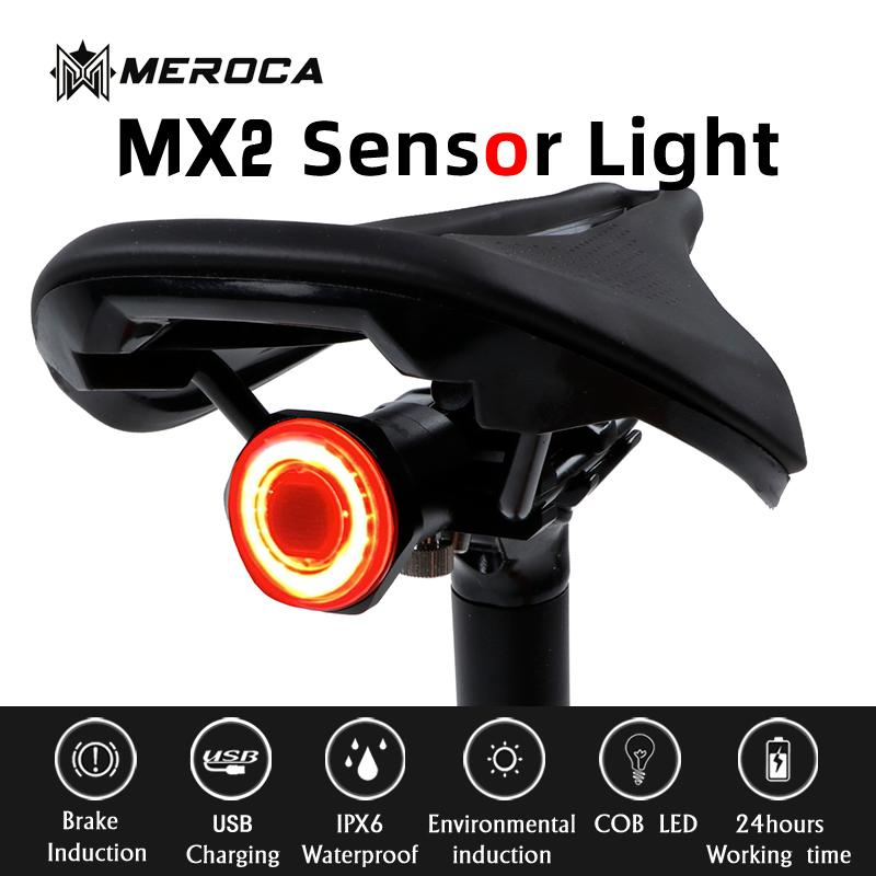

MEROCA MX2 Bicycle Taillight Auto Start/Stop Brake Sensing IPx6 Waterproof LED Charging Cycling Rear Light Bike