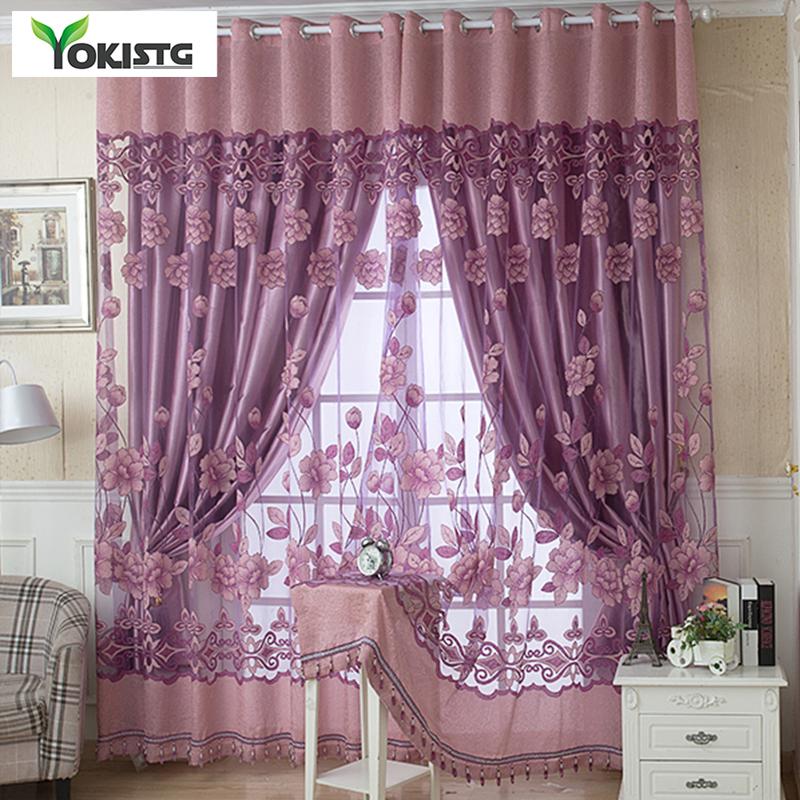 

YokiSTG Jacquard Sheer Curtains For Living Room Bedroom Kitchen Blinds Shade Tulle Luxury Window Treatments Drapes, Brown tulle
