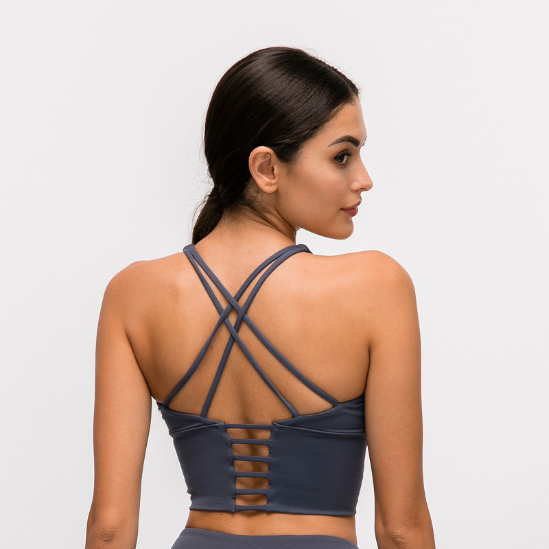 

2021 New Breathe Cross Back Sports High Impact Workout Women Yoga Padded Push Up Bra Mhwb, White