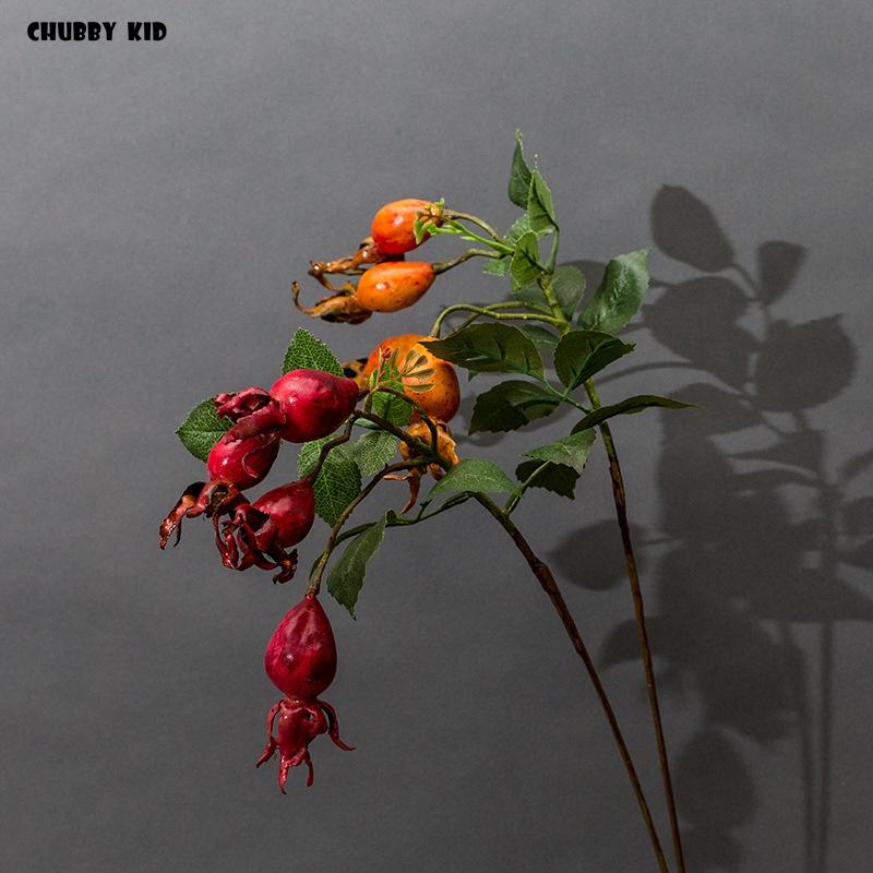 

24pcs/lot! wholesale High simulation artificial fruit Rosa canina fake Rose hips Christmas decoration fruits fructus rosae, Red fruit