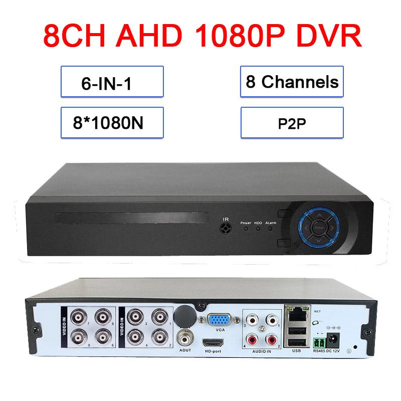 

P2P 1080P AHD DVR 2MP CCTV Camera 1080P Full HD 8CH 6 in1 Hybrid TVI CVI IP NVR AHD security DVR Recorder Video Recording system