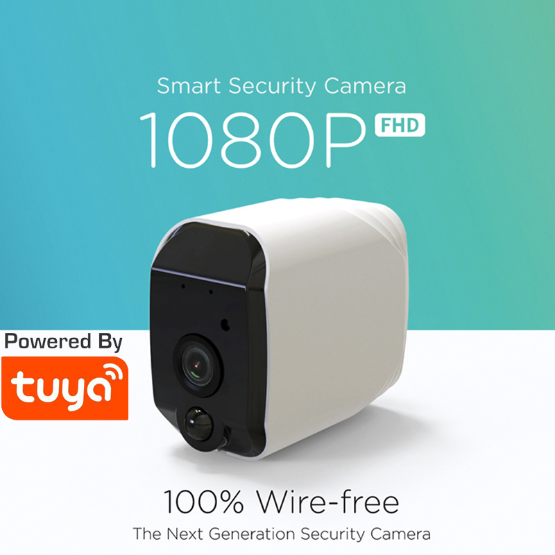 

100% Wire-Free Tuya WiFi Battery Powered 1080P IP65 Outdoor Indoor Security PIR Full HD Camera Two Way Audio Tuya Camera FHD