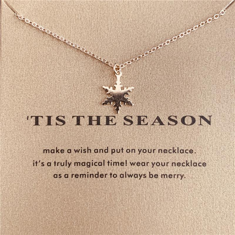 

Fashion Gold Color Snowflake Pendant Necklace Women Minimalist Clavicle Chain Choker Necklaces Tis The Season Gift Card
