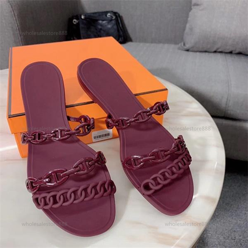 

2021 Fashion progettista Sandals With Chaine d'Ancre Women Sandals Slides Flat Flip Flops Slippers Party Wedding Sandals