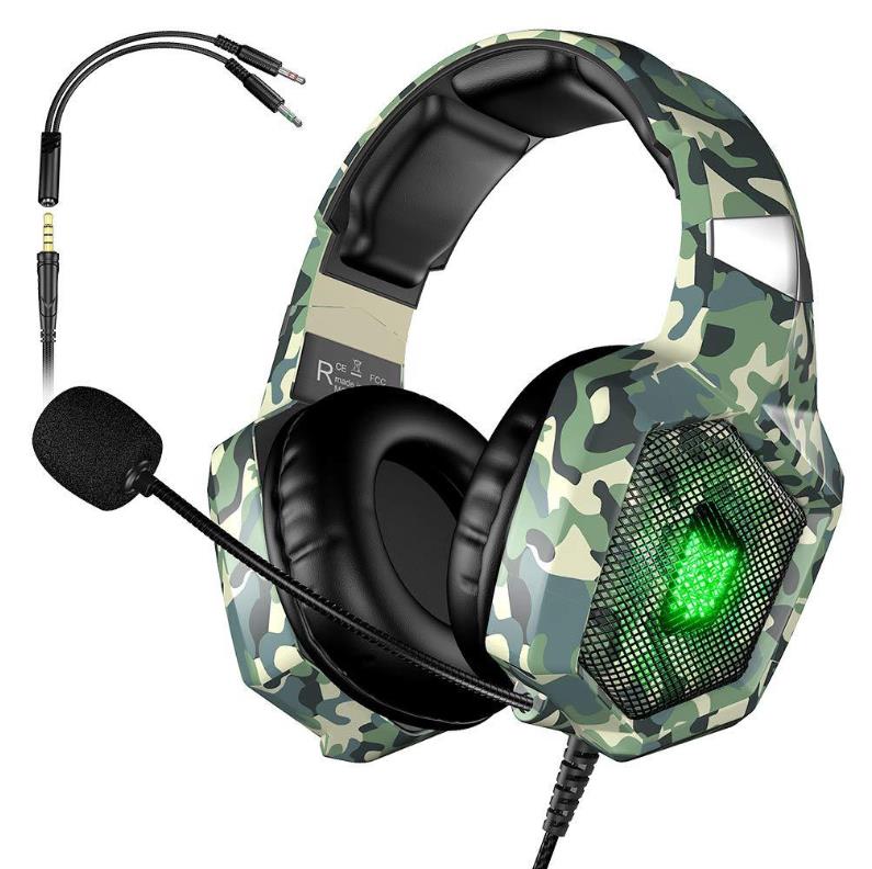 

ONIKUMA K8 Camouflage Headset Bass Noise Reduction Stereo LED Headset RGB Wired Computer Eat Chicken Gaming PS4 Headset