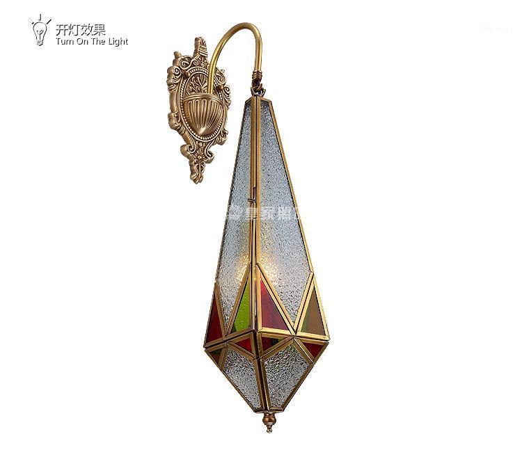 

European style copper wall lamp simple bedside lamp American entrance hallway full copper wall TV1