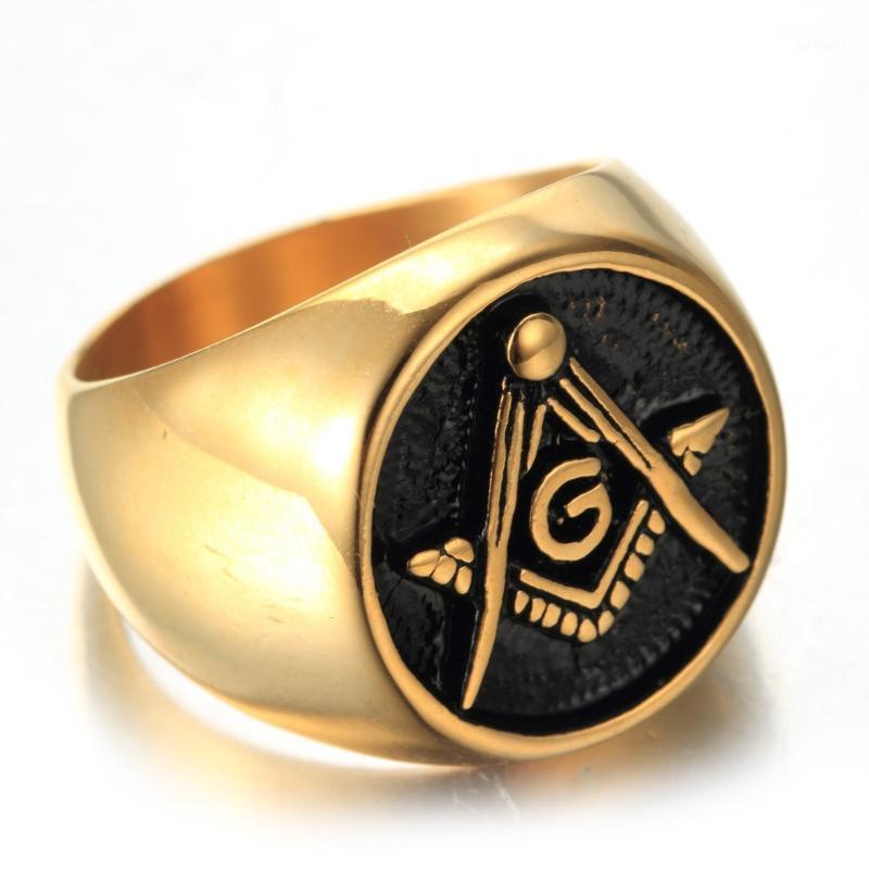 

Freemason Men's Gold Ring Free Mason 316L Stainless Steel Masonic Ring1