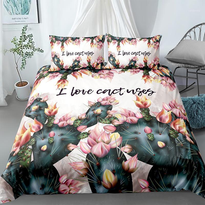 

Drop Shipping Fashion Plant Printed Cactus Succulents Bedding Sets Home Decoration Quilt Duvet Cover With Pillowcase1, Bsz656