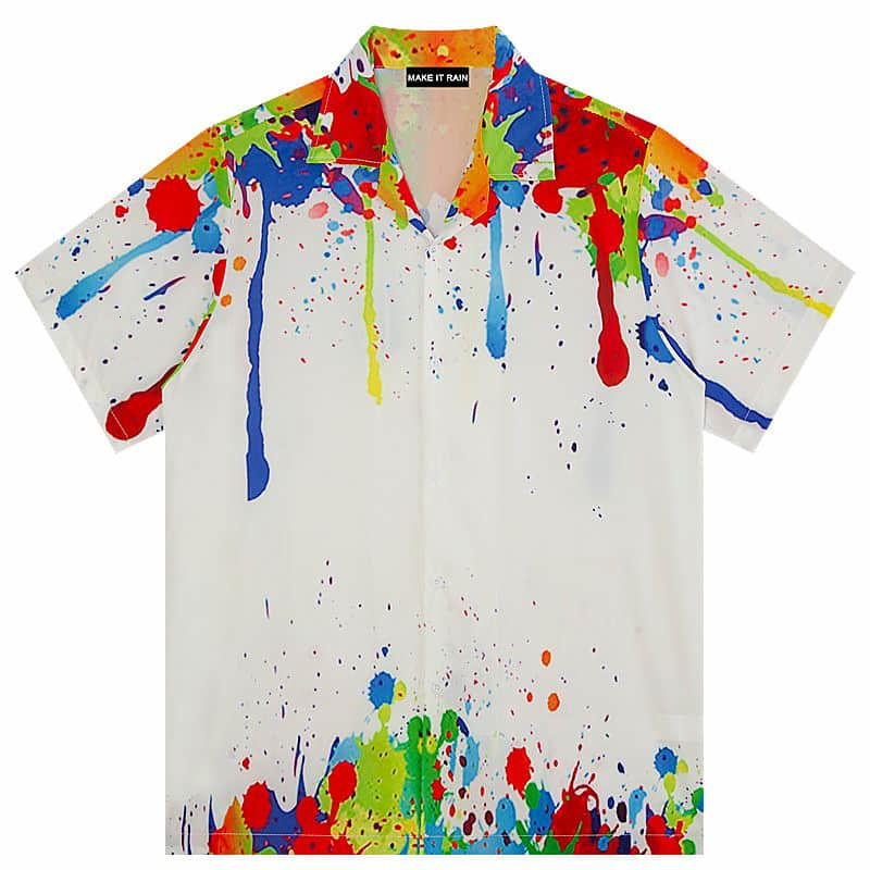 

2021 New Korean Shirts Women Blouses Summer Retro Art Casual Paint Graffiti Loose Top Wild Couple Short-sleeved Plus Size Button Up Shirt Qf, White