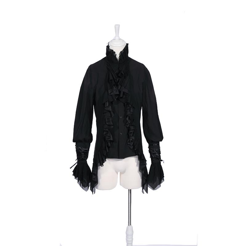 

Men Long Sleeve Shirt Gothic Man Blouse Tops Autumn Party Mens Shirt Black White Men Shirts High Quality Fashion