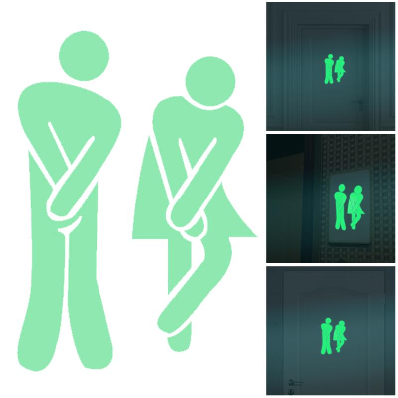 

Funny Glow In The Dark Toilet Wall Stickers Creative Door Decoration Home Decor Luminous Toilet Door Wall Sticker Fluorescent