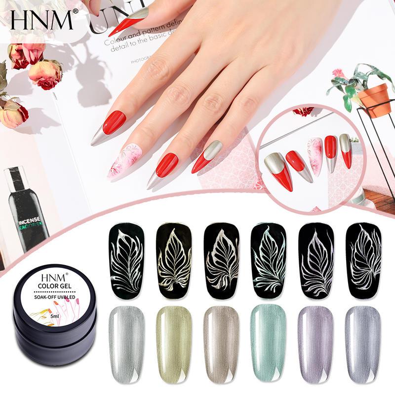

HNM Gel Polish Soak Off Metal Painting Nail Varnish Primer UV LED Pearl Shiny Gel Polish Salon Manicure 5ML, 7310