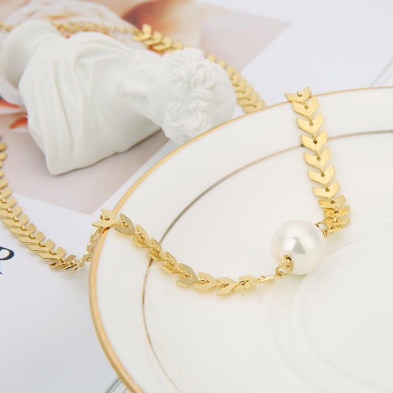 

Chokers Fashion Arrow Chevron Chain Pearl Choker Necklaces For Women Gold Color Bohemian Charms Necklace Chocker Jewelry