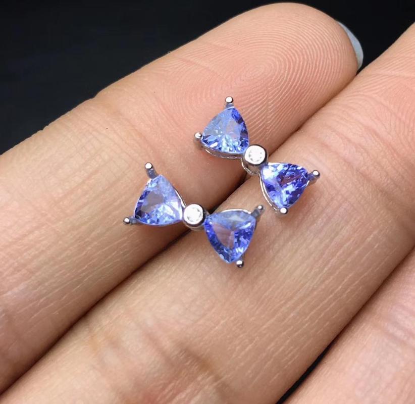 

100% Natural and real Tanzanite Earring 925 sterling silver Fine jewelry Female Engagement Jewelry