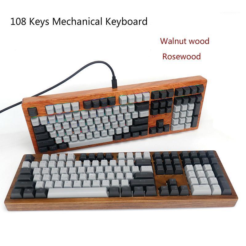 

108 Keys Mechanical Keyboard Cherry RGB Switches Driver software Hotswappable Shine-through Walnut wood Rosewood Cases1